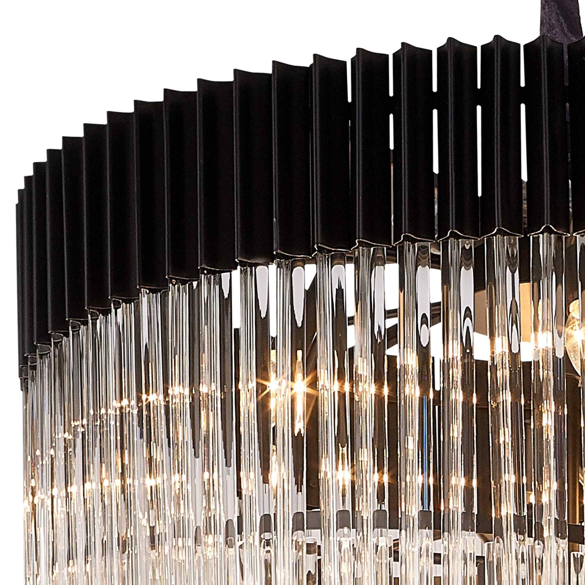 NL89959 Vienna 31 Light 7 Tier Round Pendant Matt Black Clear