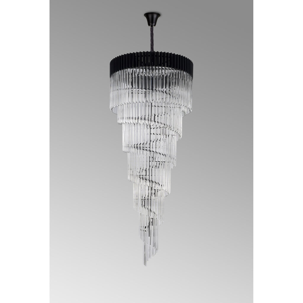 NL89959 Vienna 31 Light 7 Tier Round Pendant Matt Black Clear