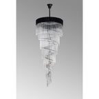 NL89959 Vienna 31 Light 7 Tier Round Pendant Matt Black Clear