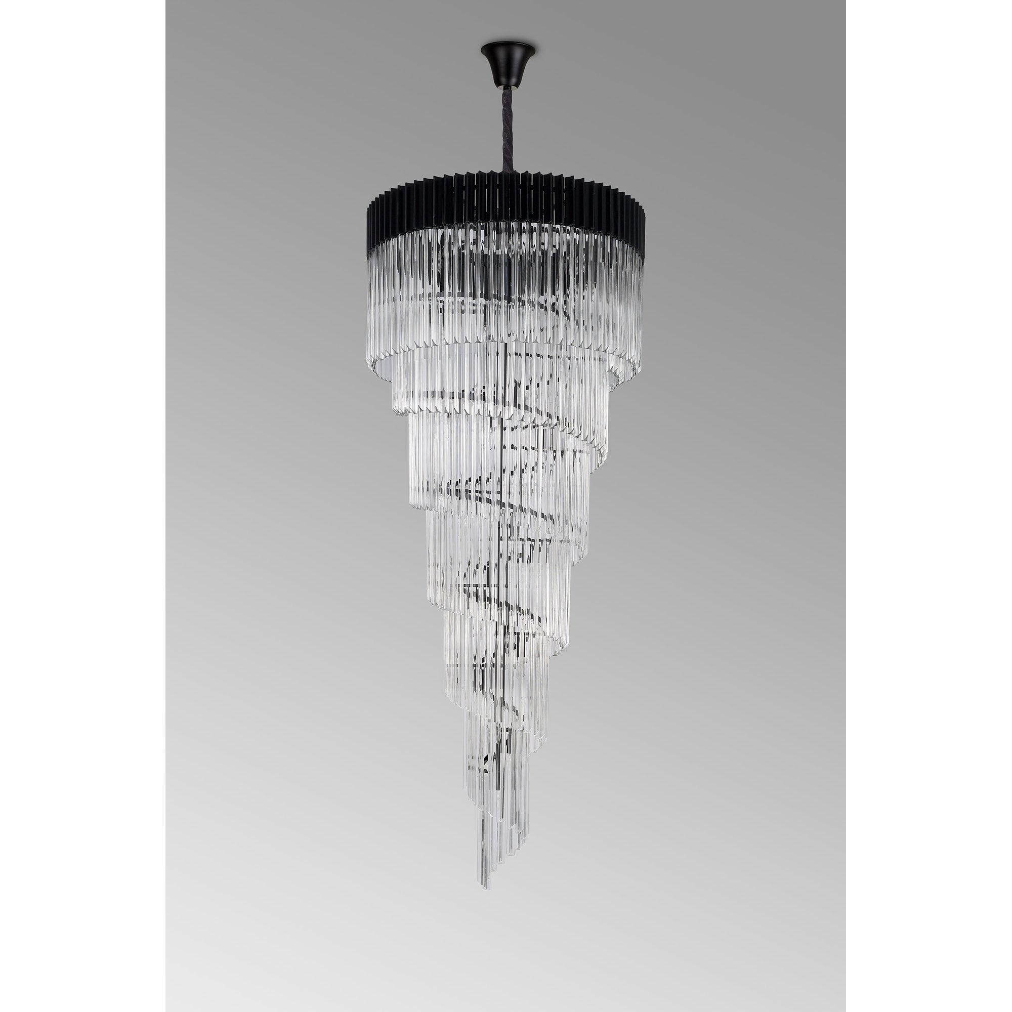 NL89959 Vienna 31 Light 7 Tier Round Pendant Matt Black Clear