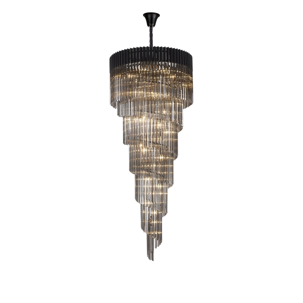 NL89969 Vienna 31 Light 7 Tier Round Pendant Matt Black Smoked