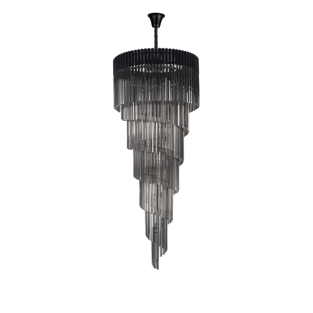 NL89969 Vienna 31 Light 7 Tier Round Pendant Matt Black Smoked
