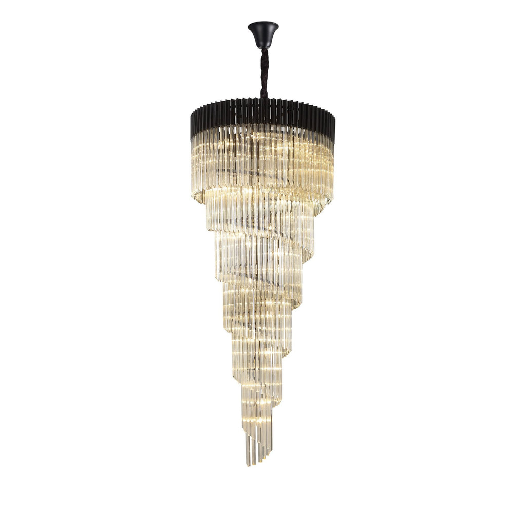 NL89979 Vienna 31 Light 7 Tier Round Pendant Matt Black Cognac