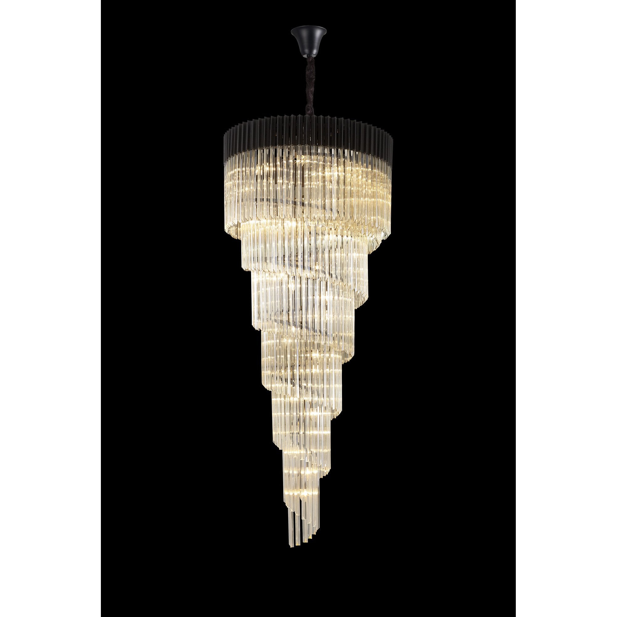NL89979 Vienna 31 Light 7 Tier Round Pendant Matt Black Cognac