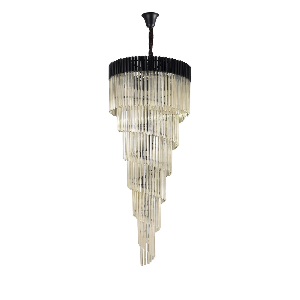 NL89979 Vienna 31 Light 7 Tier Round Pendant Matt Black Cognac