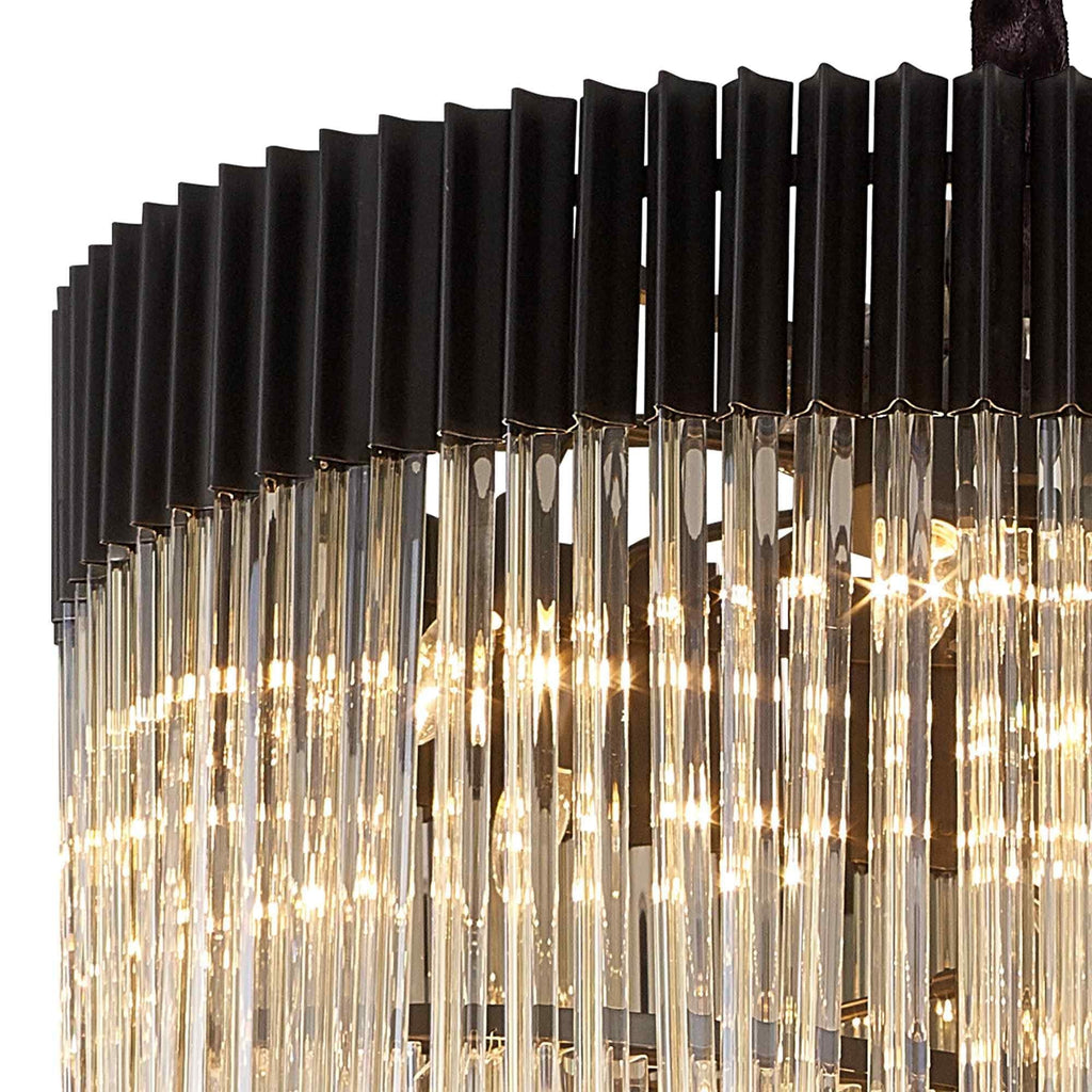 NL89979 Vienna 31 Light 7 Tier Round Pendant Matt Black Cognac