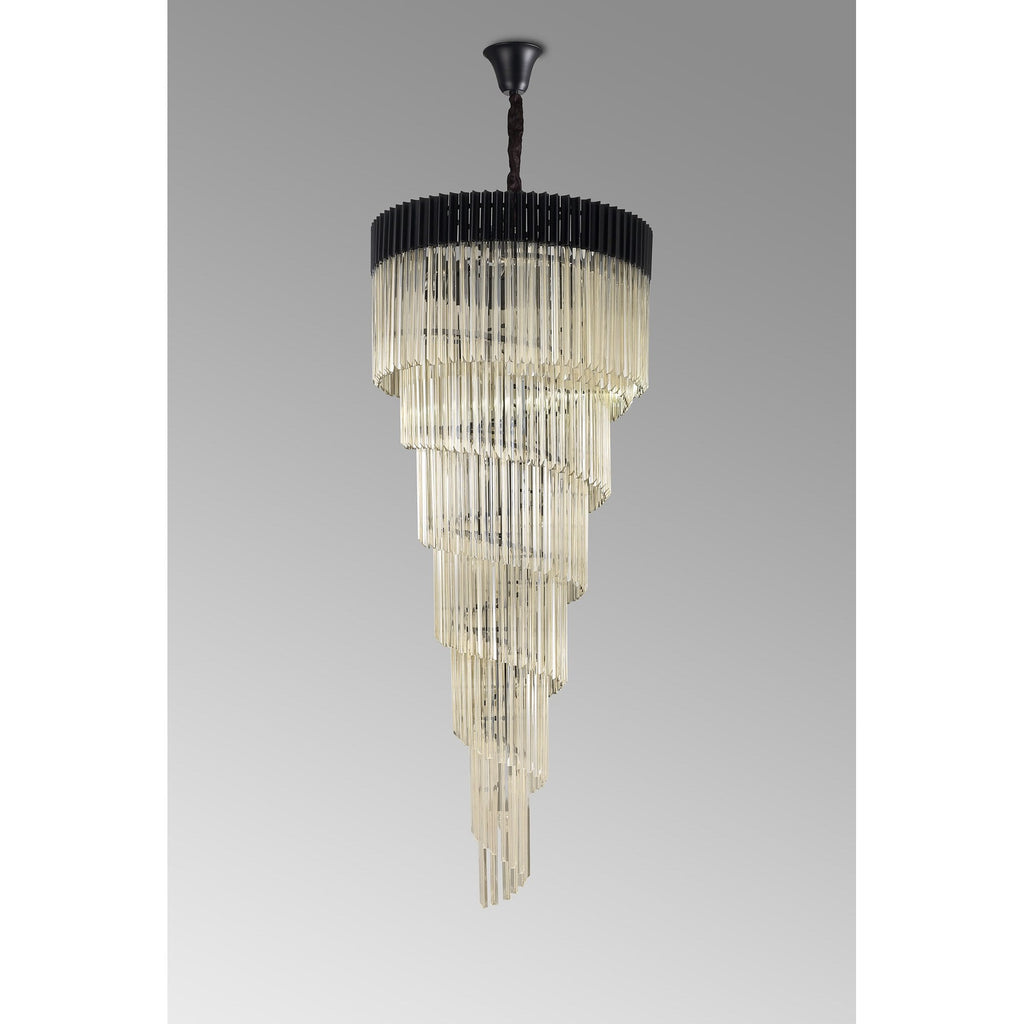 NL89979 Vienna 31 Light 7 Tier Round Pendant Matt Black Cognac