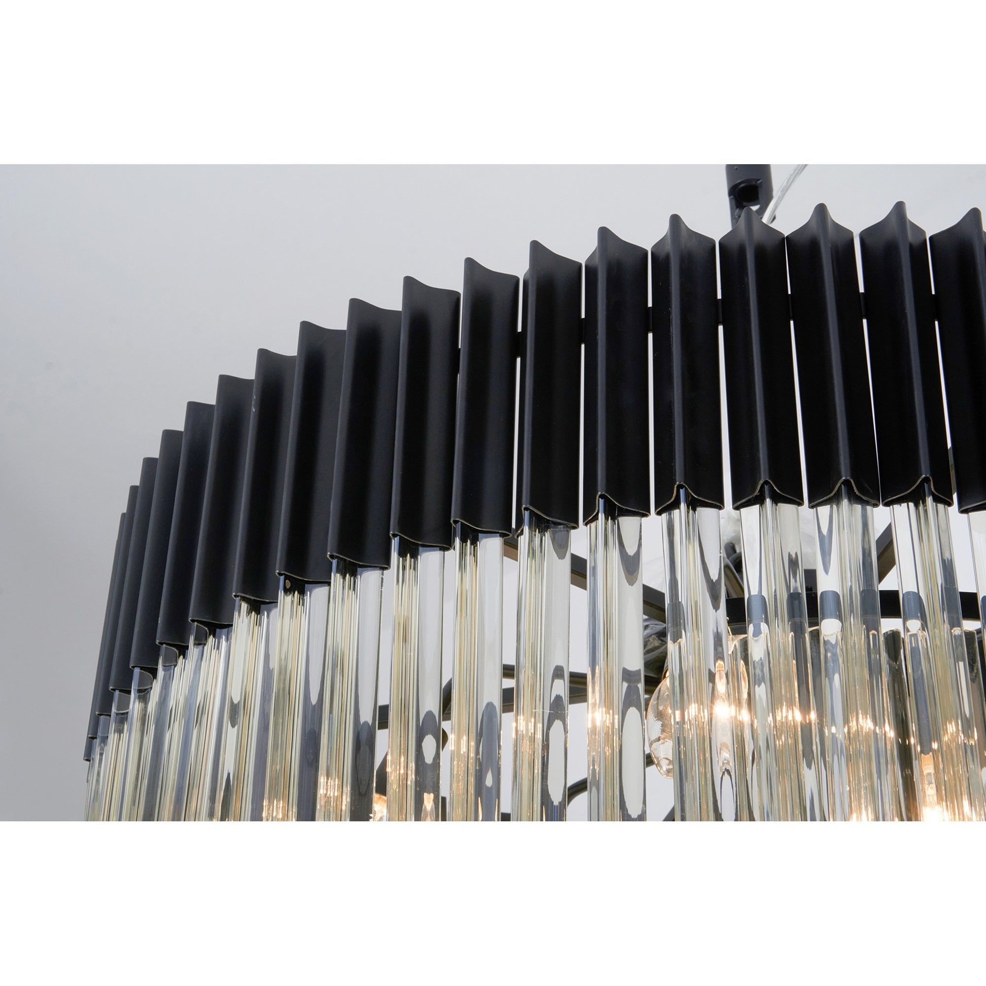 NL89979 Vienna 31 Light 7 Tier Round Pendant Matt Black Cognac