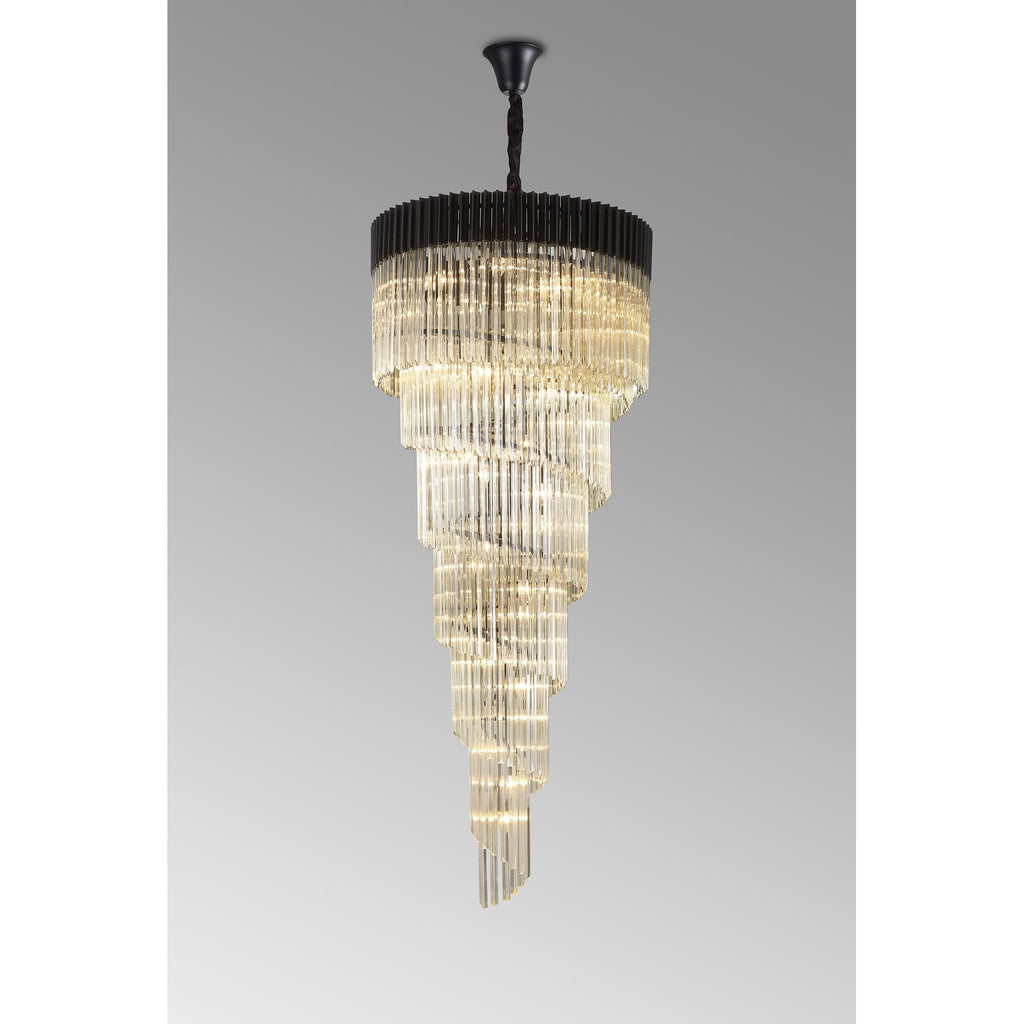 NL89979 Vienna 31 Light 7 Tier Round Pendant Matt Black Cognac