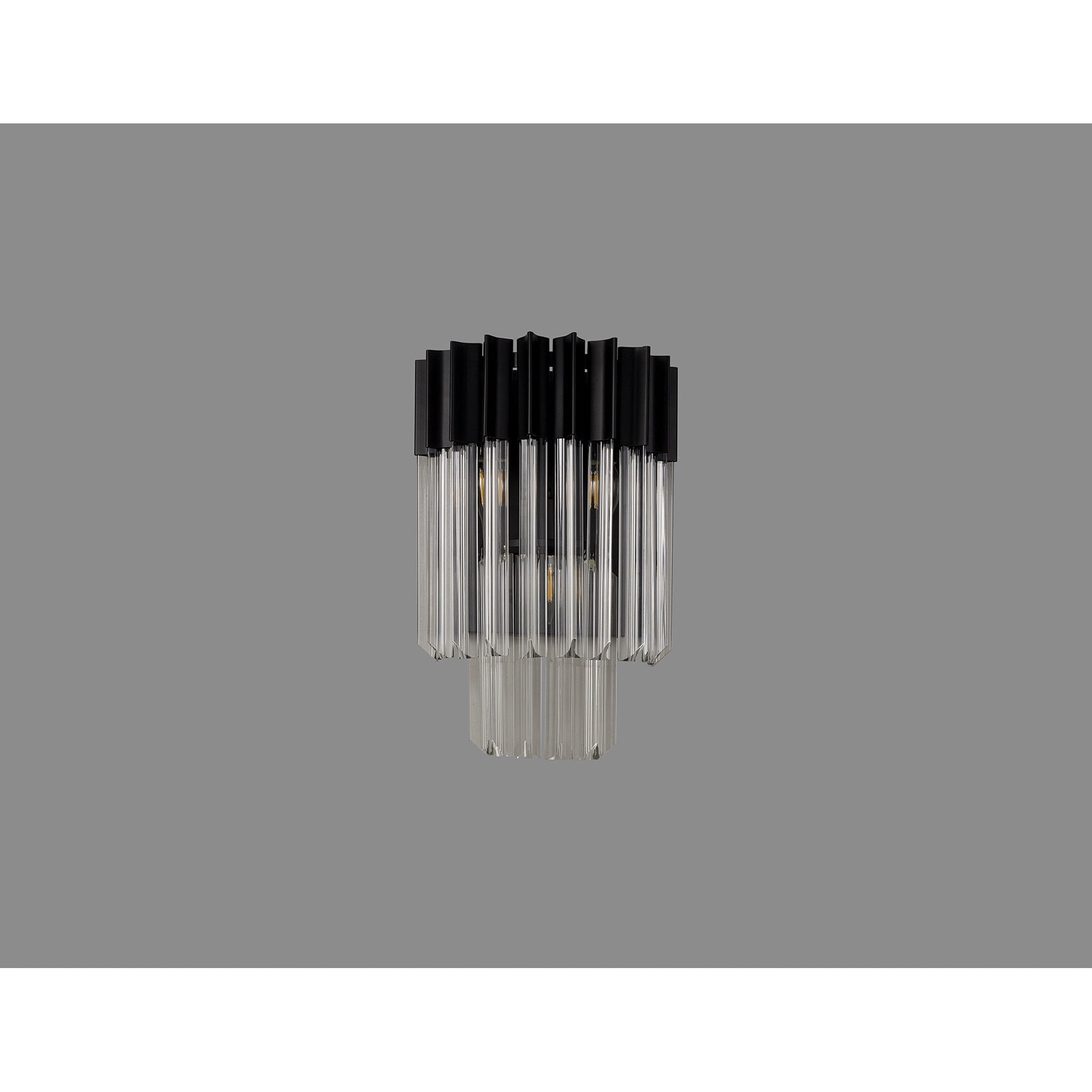 NL90019 Vienna 3 Light Wall Light Matt Black Clear