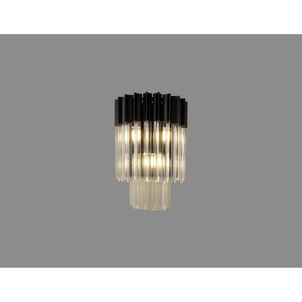 NL90019 Vienna 3 Light Wall Light Matt Black Clear