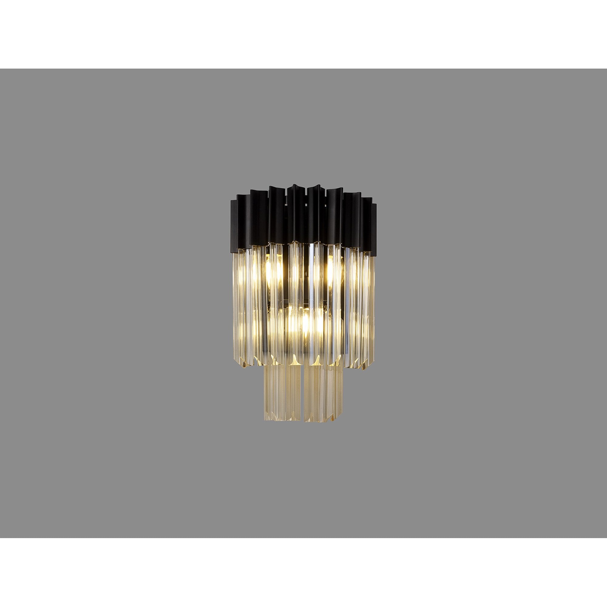 NL90039 Vienna  3 Light Wall Light Matt Black Cognac