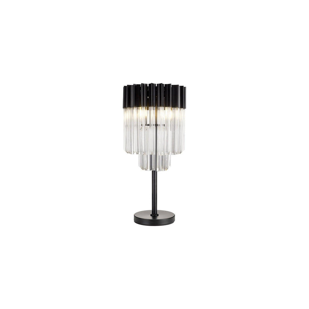 NL90079 Vienna 3 Light Table Lamp Matt Black Clear