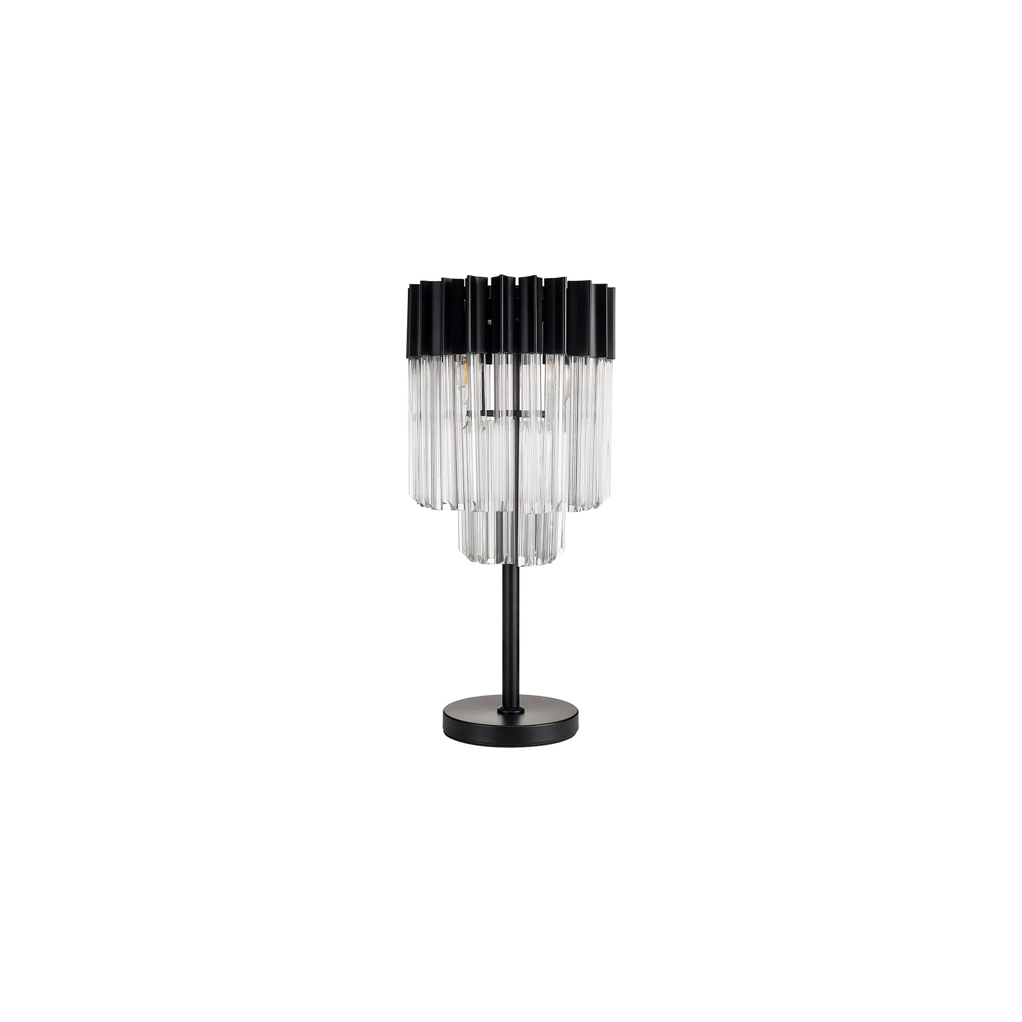 NL90079 Vienna 3 Light Table Lamp Matt Black Clear