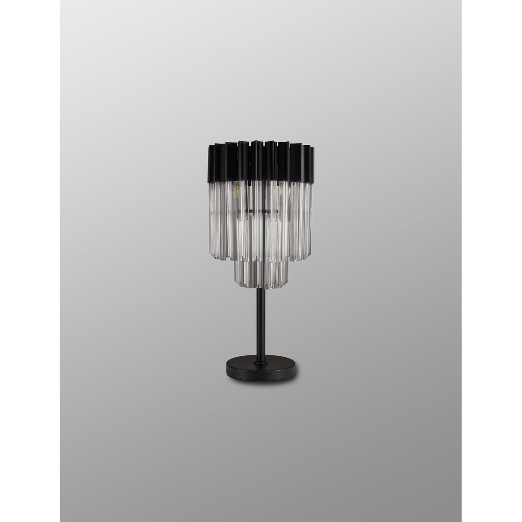NL90079 Vienna 3 Light Table Lamp Matt Black Clear
