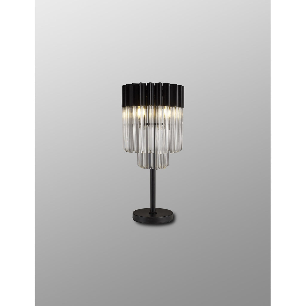 NL90079 Vienna 3 Light Table Lamp Matt Black Clear
