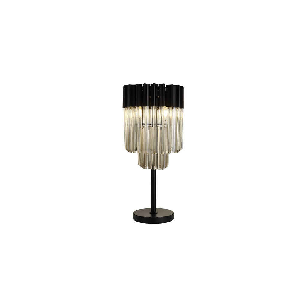 NL90099 Vienna 3 Light Table Lamp Matt Black Cognac