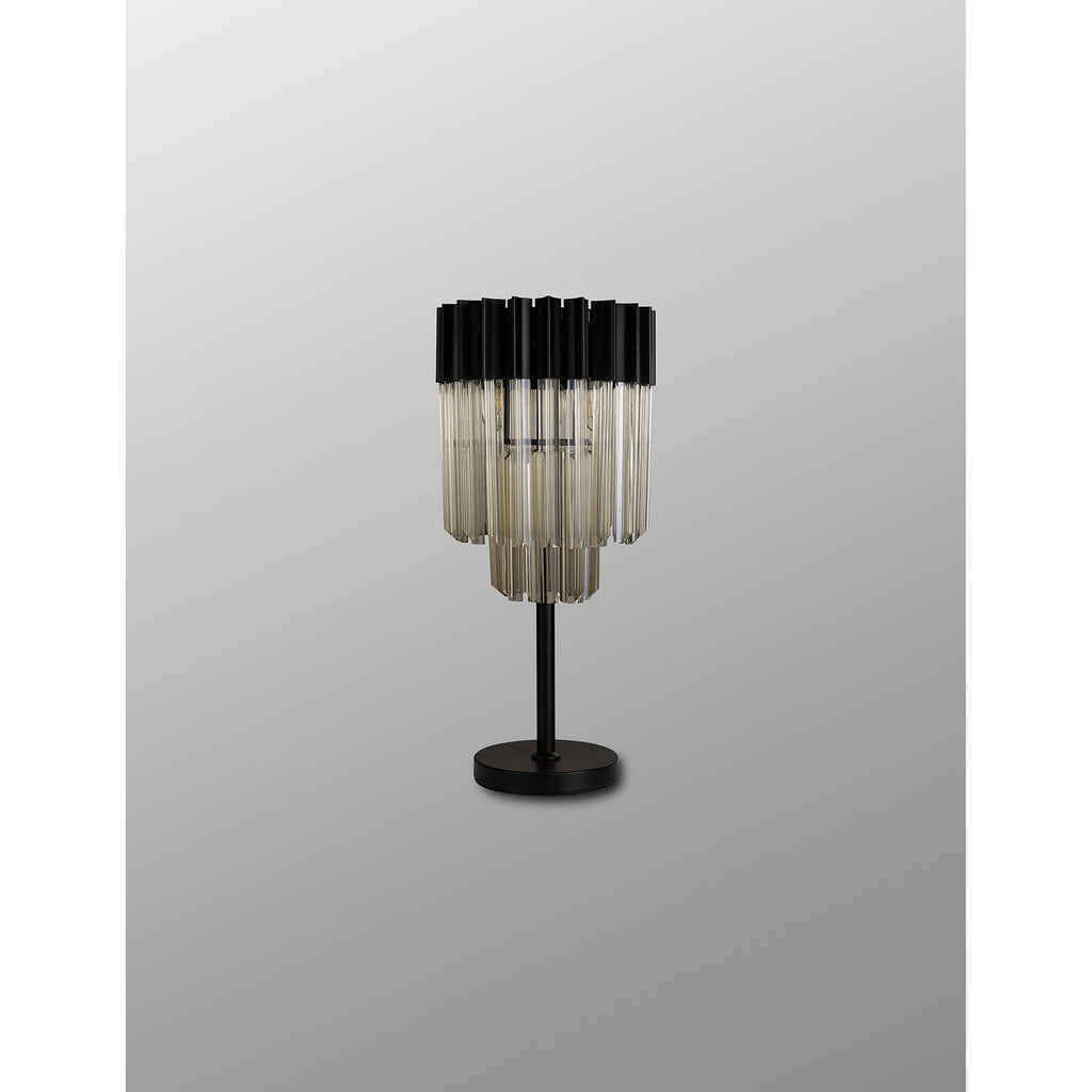 NL90099 Vienna 3 Light Table Lamp Matt Black Cognac