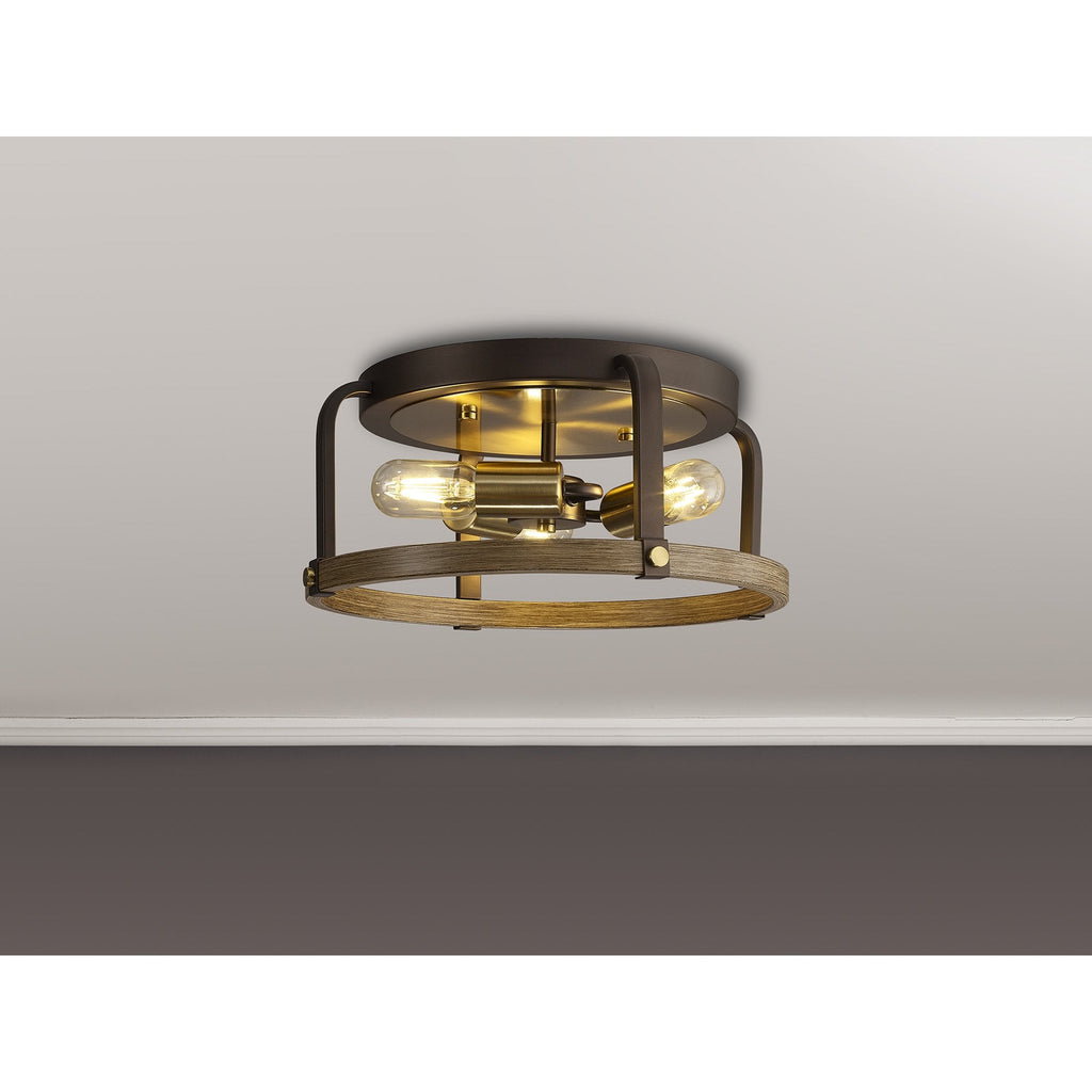 NL85759 Laiosa 3 Light Ceiling Light Antique Bronze Brown Oxide