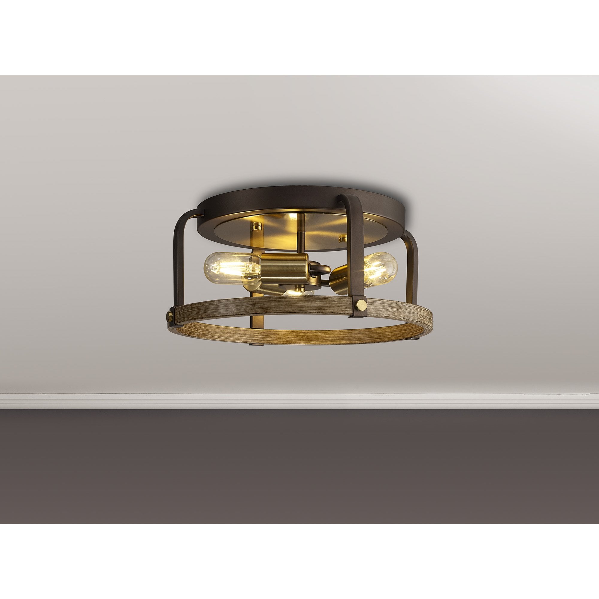 NL85759 Laiosa 3 Light Ceiling Light Antique Bronze Brown Oxide