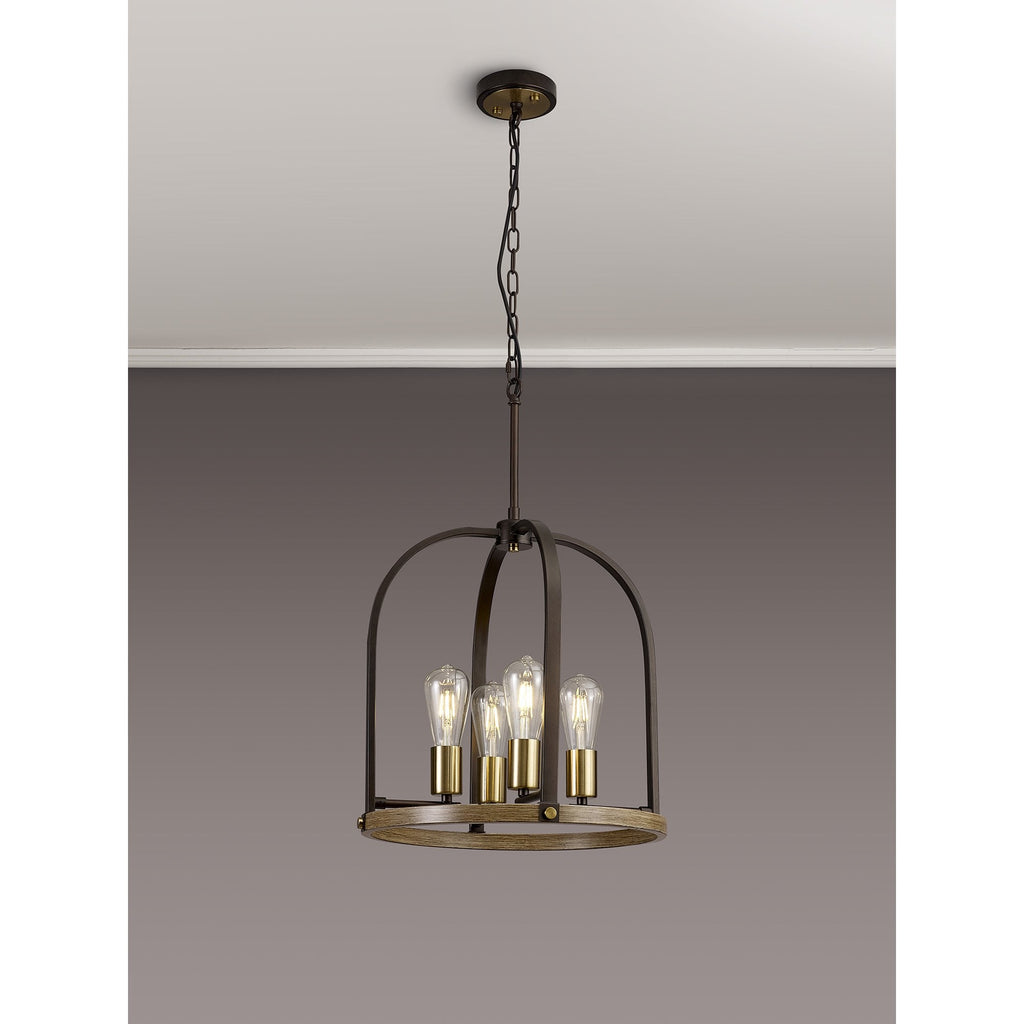 NL85769 Laiosa 4 Light Round Pendant Antique Bronze Brown Oxide