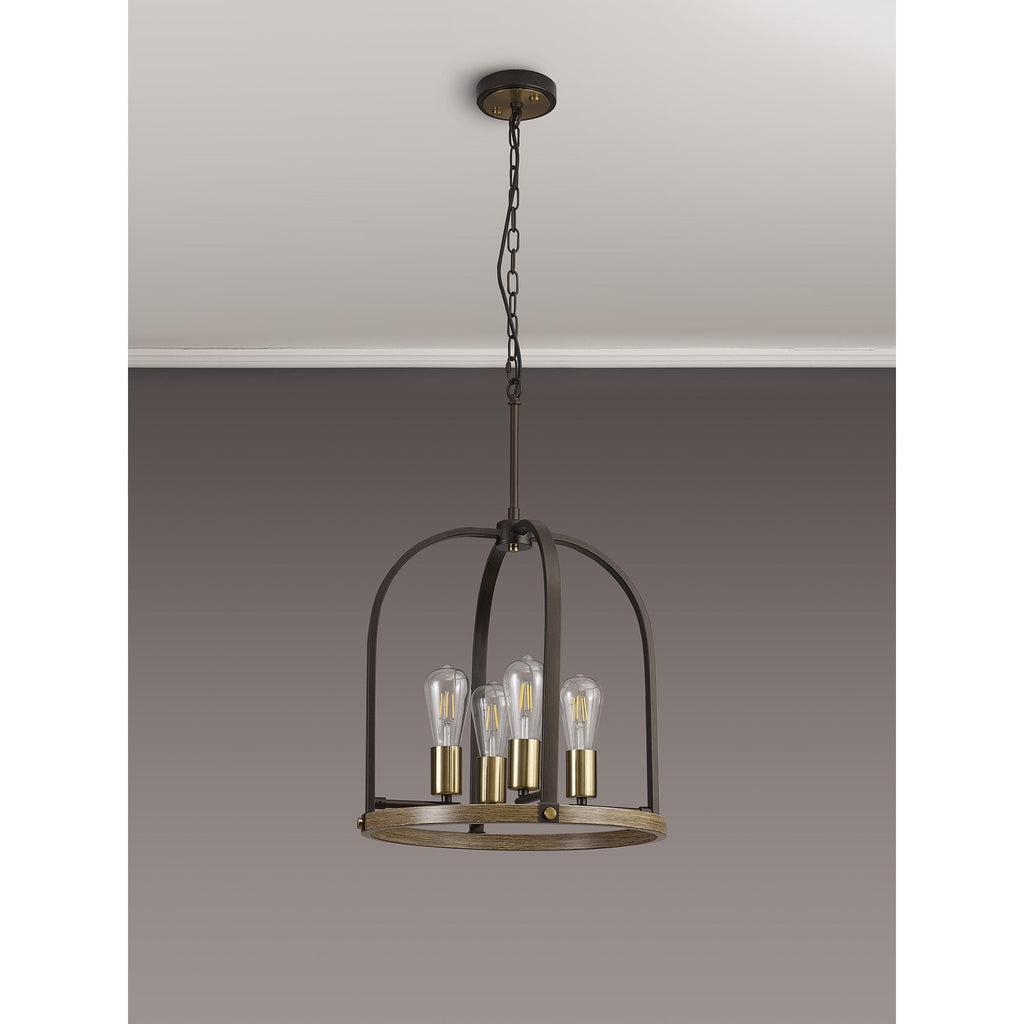 NL85769 Laiosa 4 Light Round Pendant Antique Bronze Brown Oxide