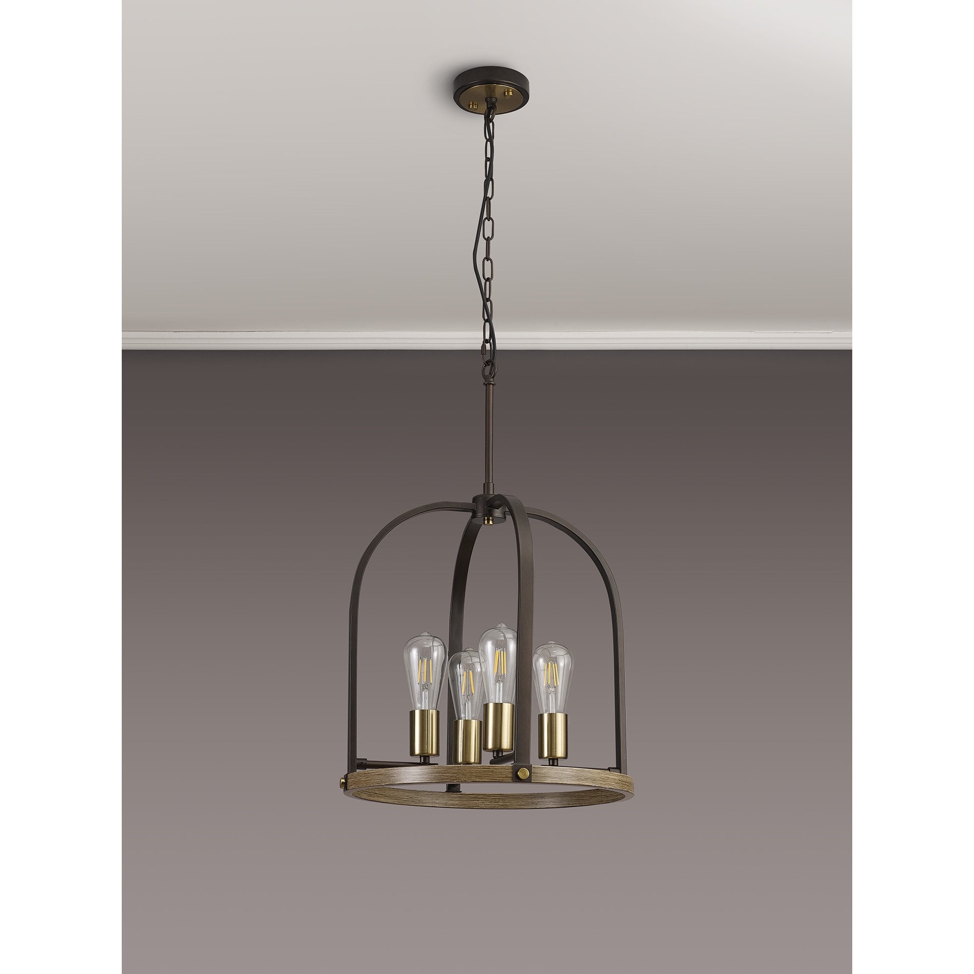 NL85769 Laiosa 4 Light Round Pendant Antique Bronze Brown Oxide