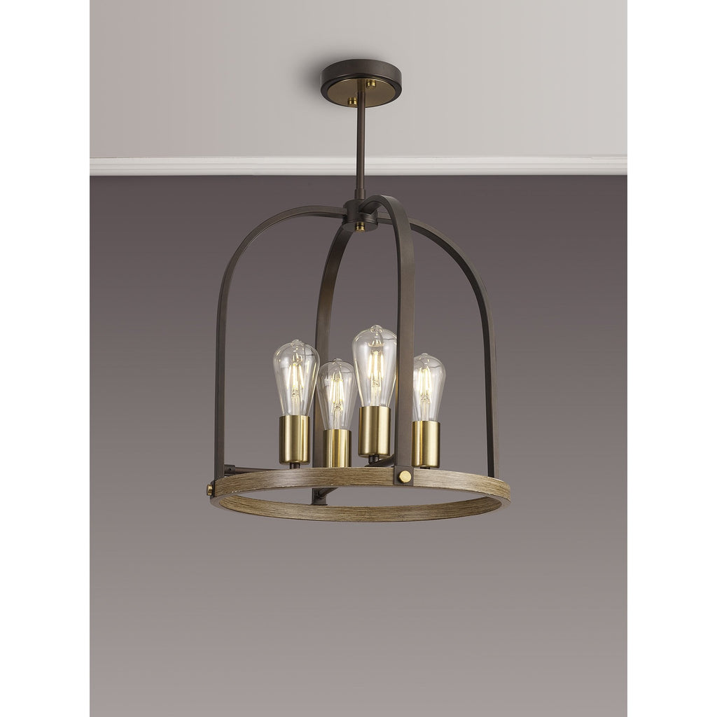 NL85769 Laiosa 4 Light Round Pendant Antique Bronze Brown Oxide