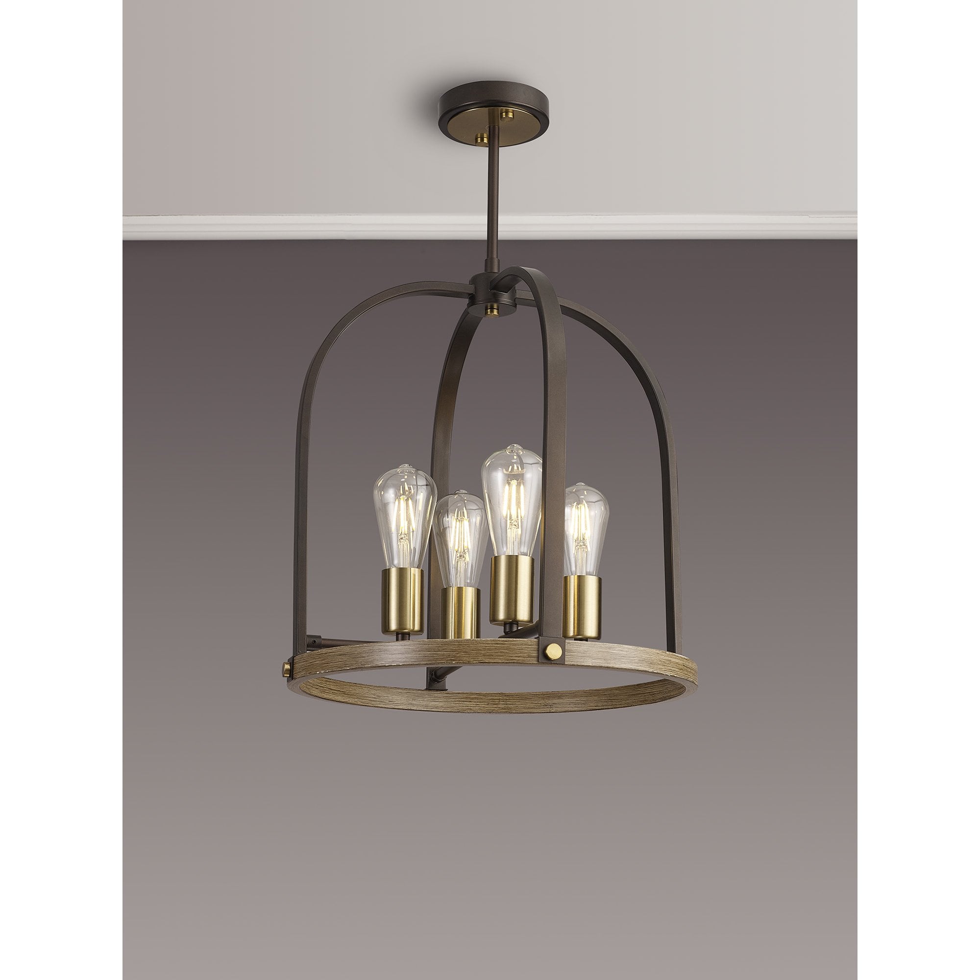 NL85769 Laiosa 4 Light Round Pendant Antique Bronze Brown Oxide