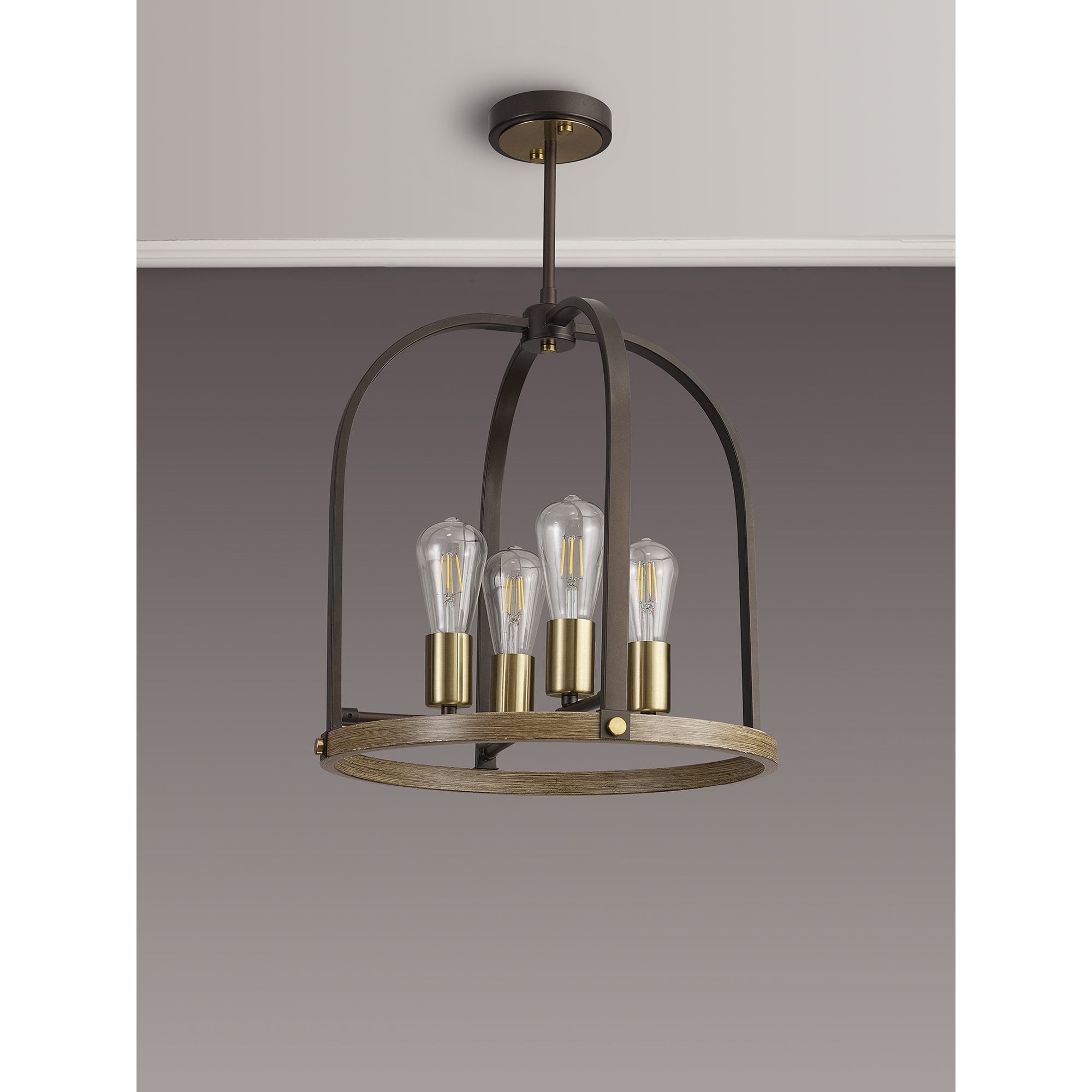 NL85769 Laiosa 4 Light Round Pendant Antique Bronze Brown Oxide