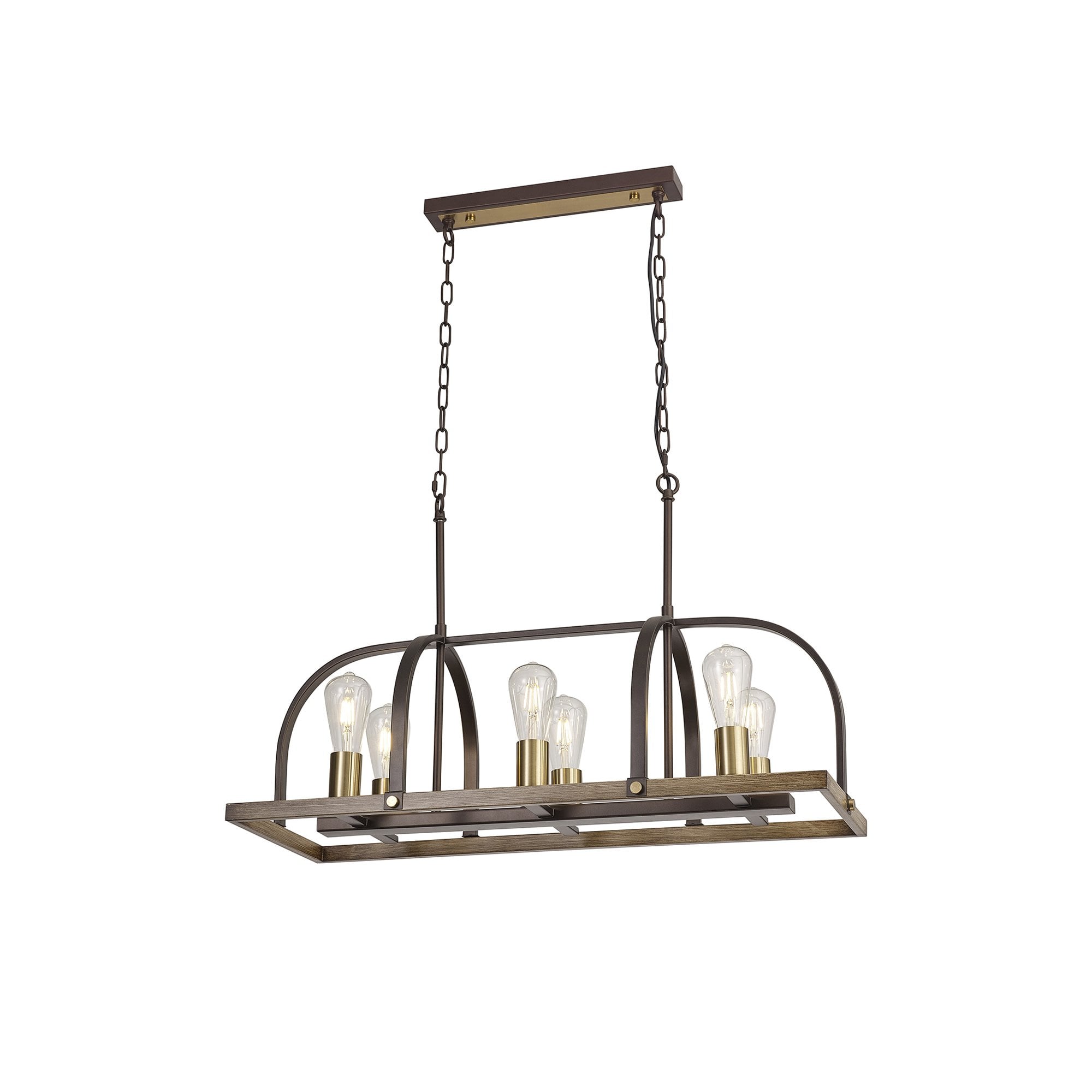 NL85779 Laiosa 6 Light Oblong Pendant Antique Bronze Brown Oxide