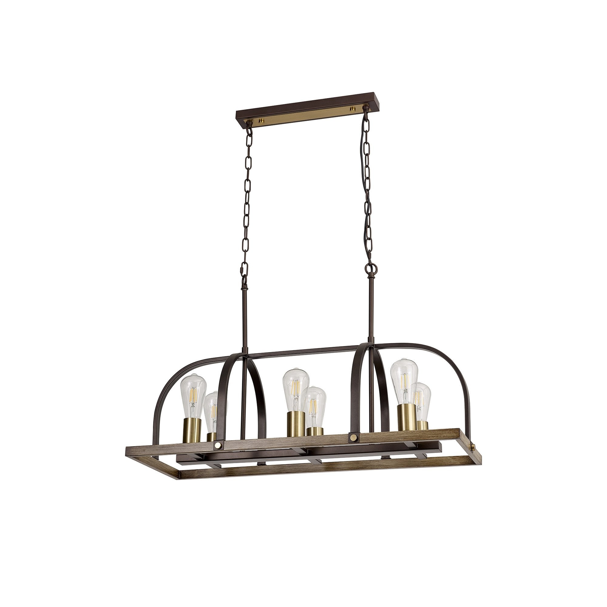 NL85779 Laiosa 6 Light Oblong Pendant Antique Bronze Brown Oxide