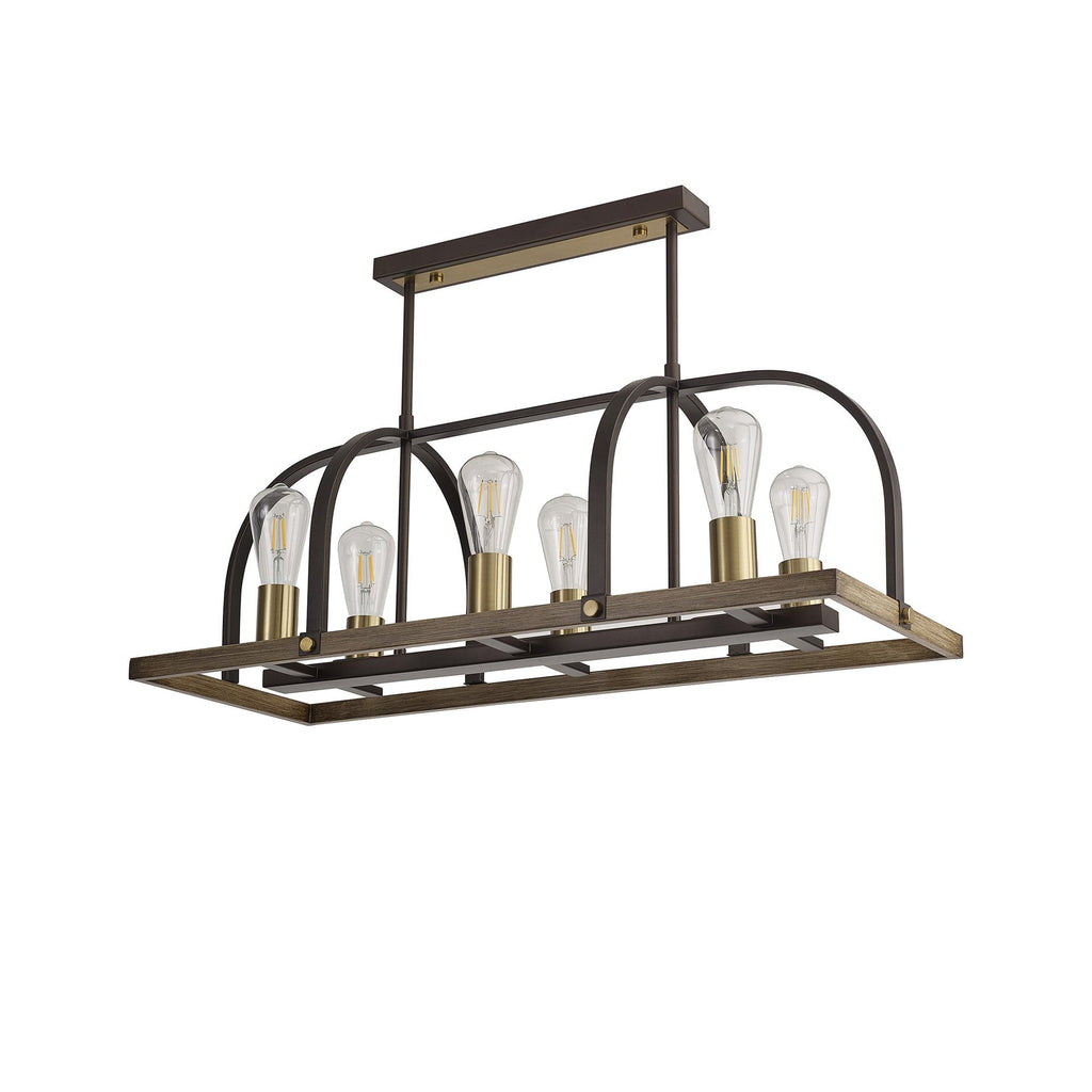 NL85779 Laiosa 6 Light Oblong Pendant Antique Bronze Brown Oxide