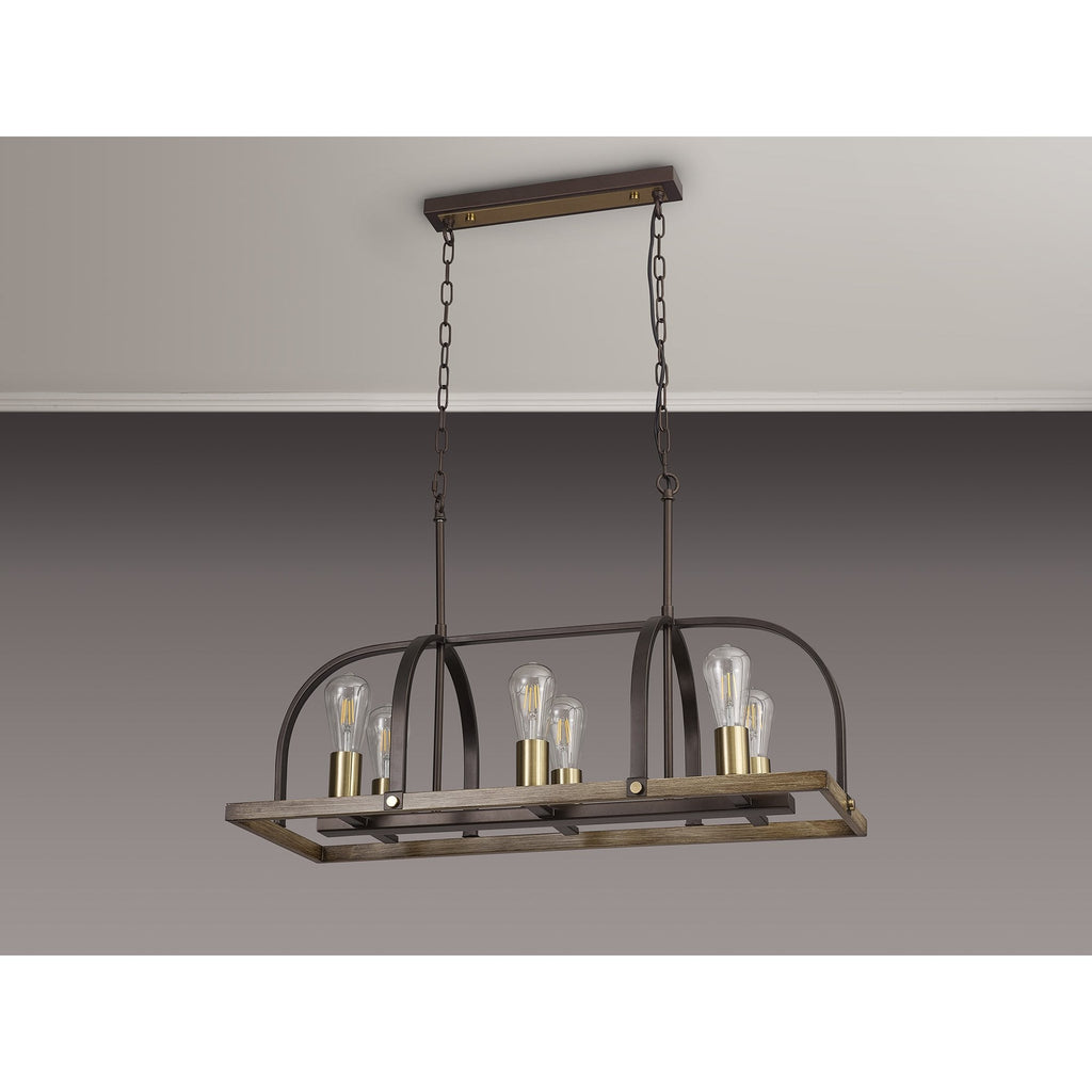 NL85779 Laiosa 6 Light Oblong Pendant Antique Bronze Brown Oxide