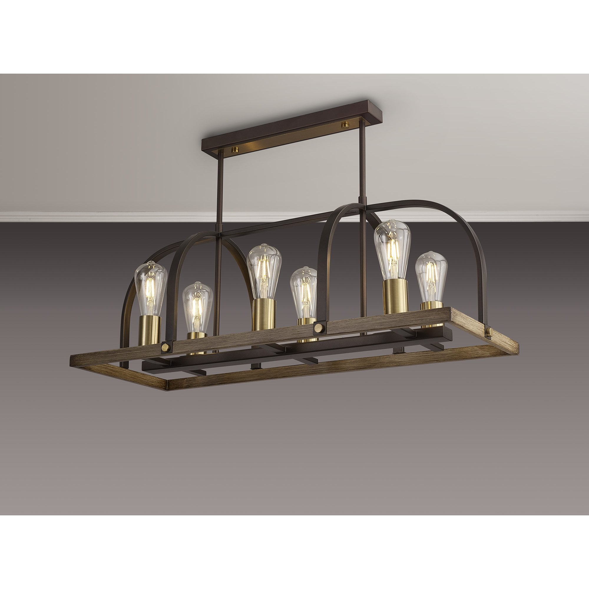 NL85779 Laiosa 6 Light Oblong Pendant Antique Bronze Brown Oxide