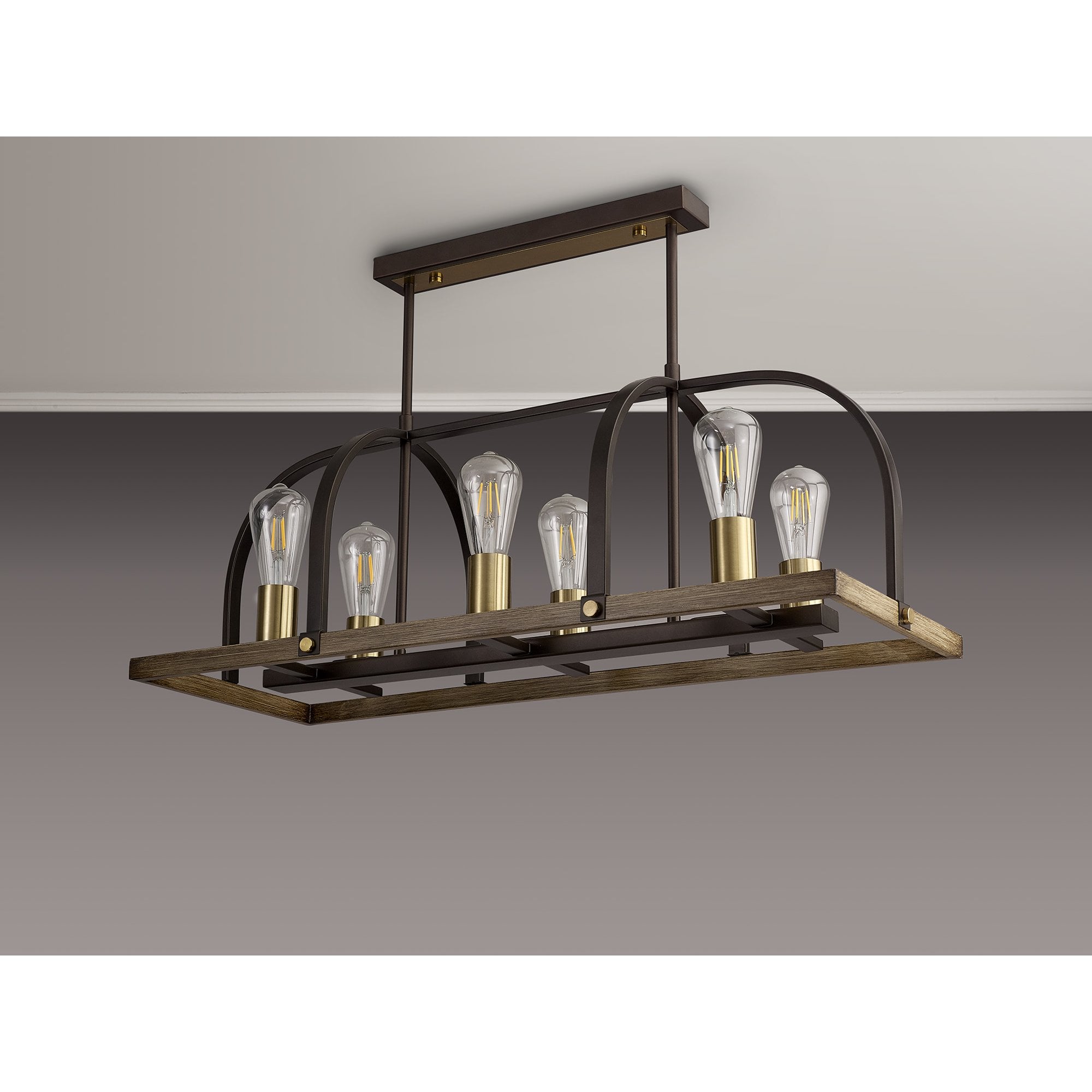 NL85779 Laiosa 6 Light Oblong Pendant Antique Bronze Brown Oxide
