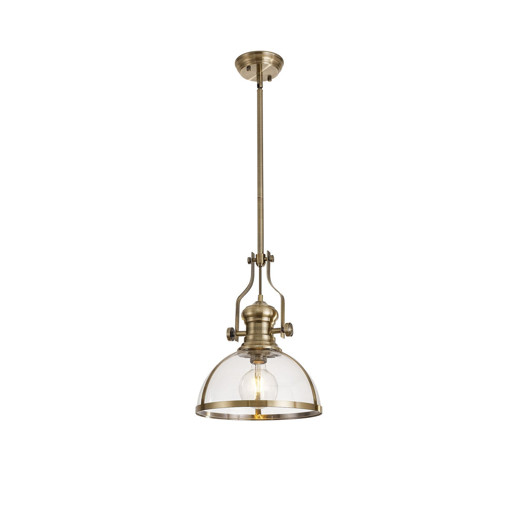 NL7262/AB9 Louis 1 Light Pendant Antique Brass Clear