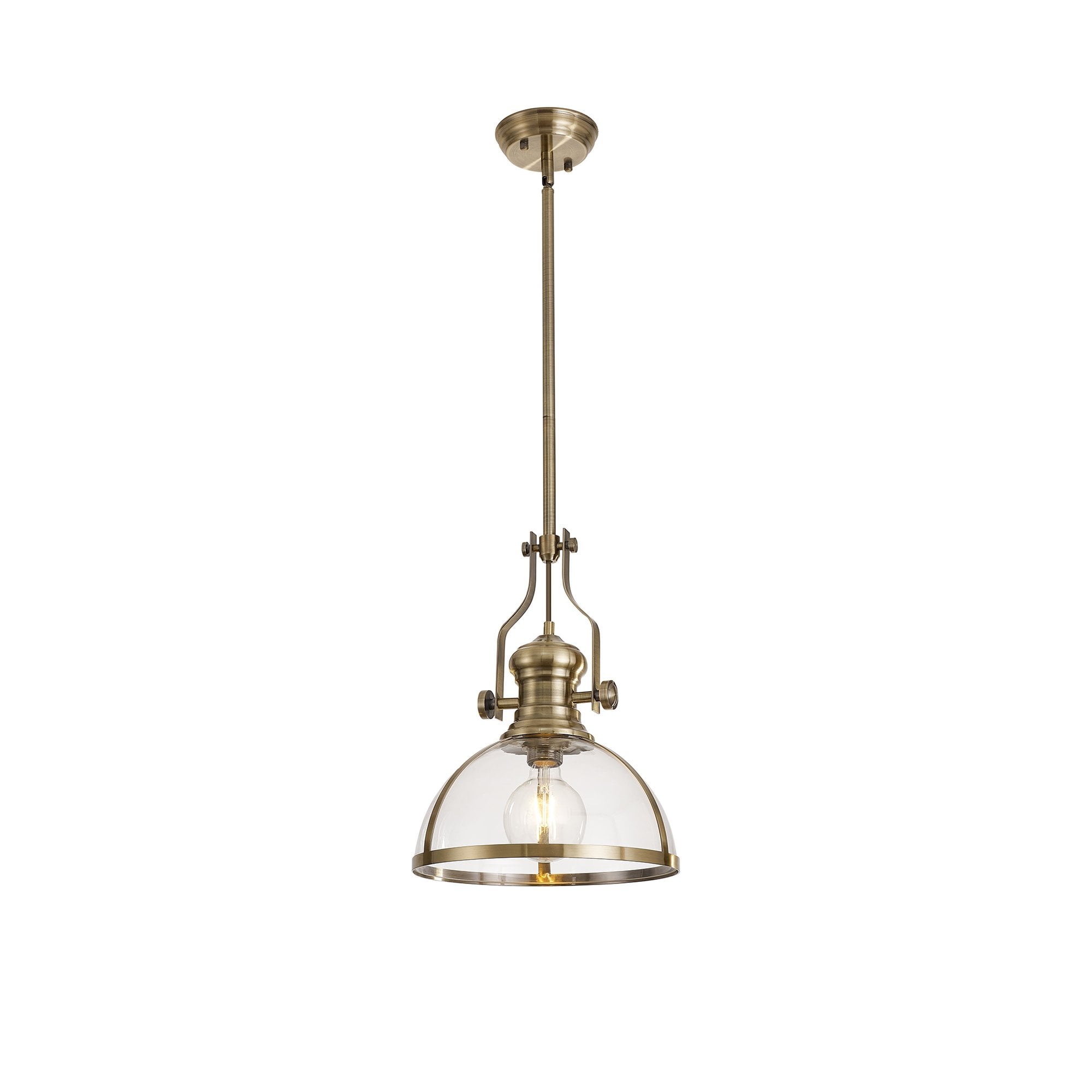 NL7262/AB9 Louis 1 Light Pendant Antique Brass Clear