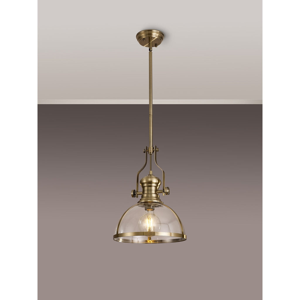 NL7262/AB9 Louis 1 Light Pendant Antique Brass Clear