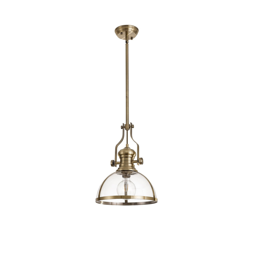 NL7262/AB9 Louis 1 Light Pendant Antique Brass Clear