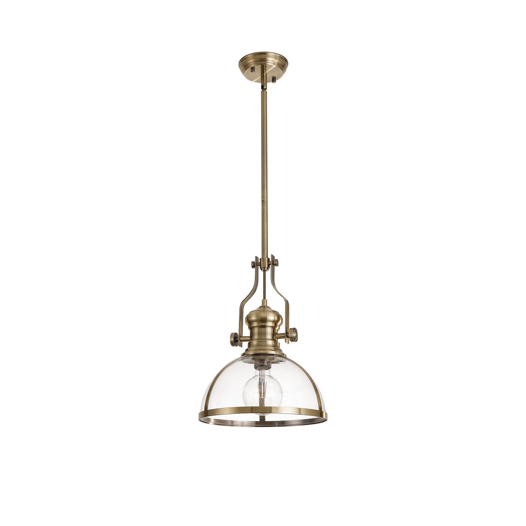NL7262/AB9 Louis 1 Light Pendant Antique Brass Clear