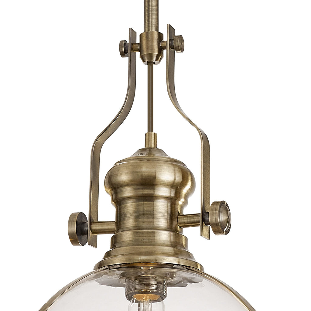 NL7262/AB9 Louis 1 Light Pendant Antique Brass Clear