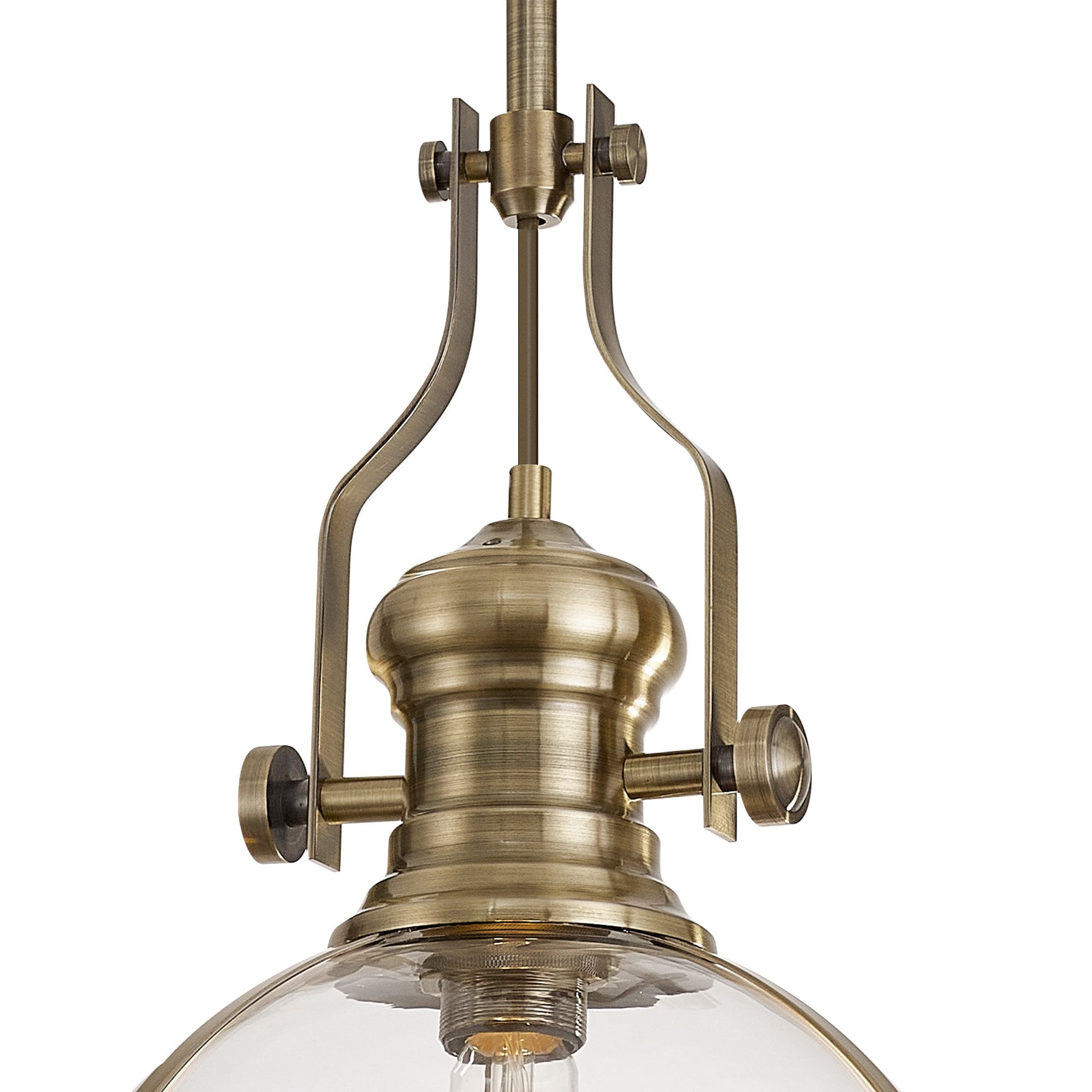 NL7262/AB9 Louis 1 Light Pendant Antique Brass Clear