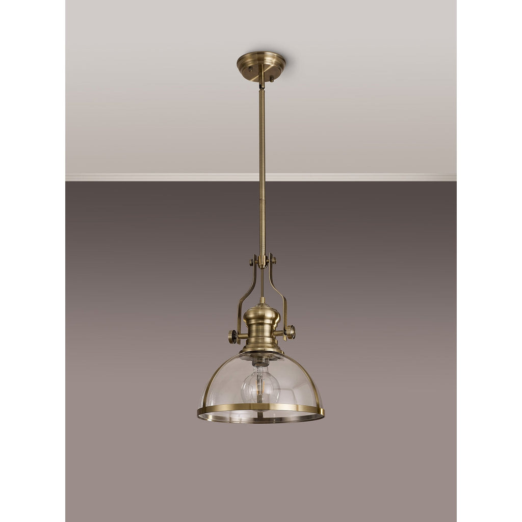 NL7262/AB9 Louis 1 Light Pendant Antique Brass Clear