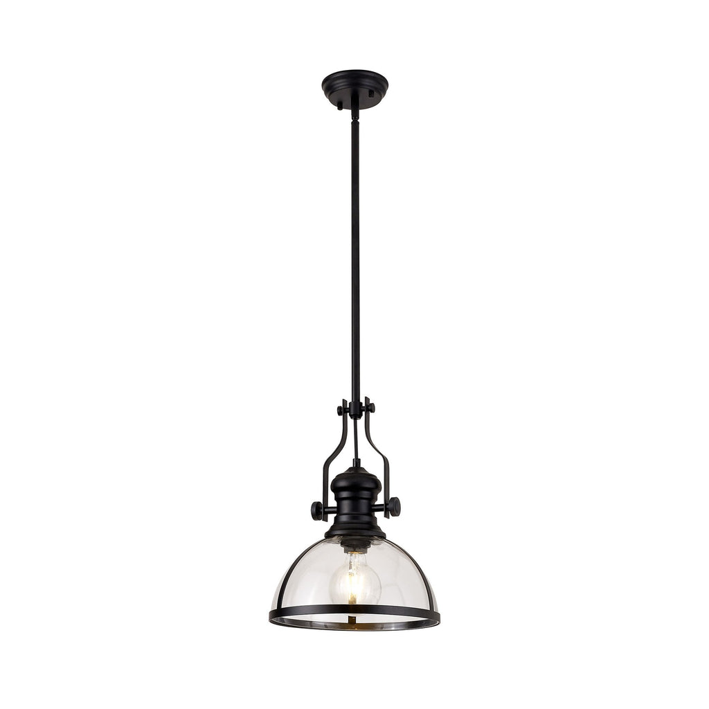 NL7262/BL9 Louis 1 Light Pendant Matt Black Clear