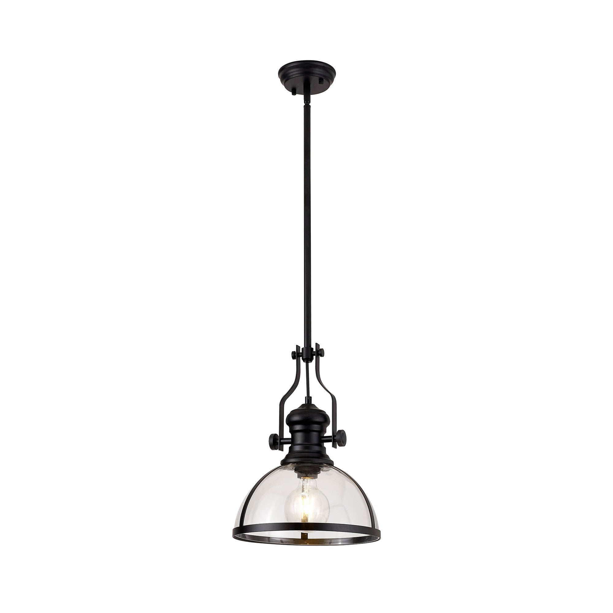NL7262/BL9 Louis 1 Light Pendant Matt Black Clear