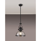 NL7262/BL9 Louis 1 Light Pendant Matt Black Clear