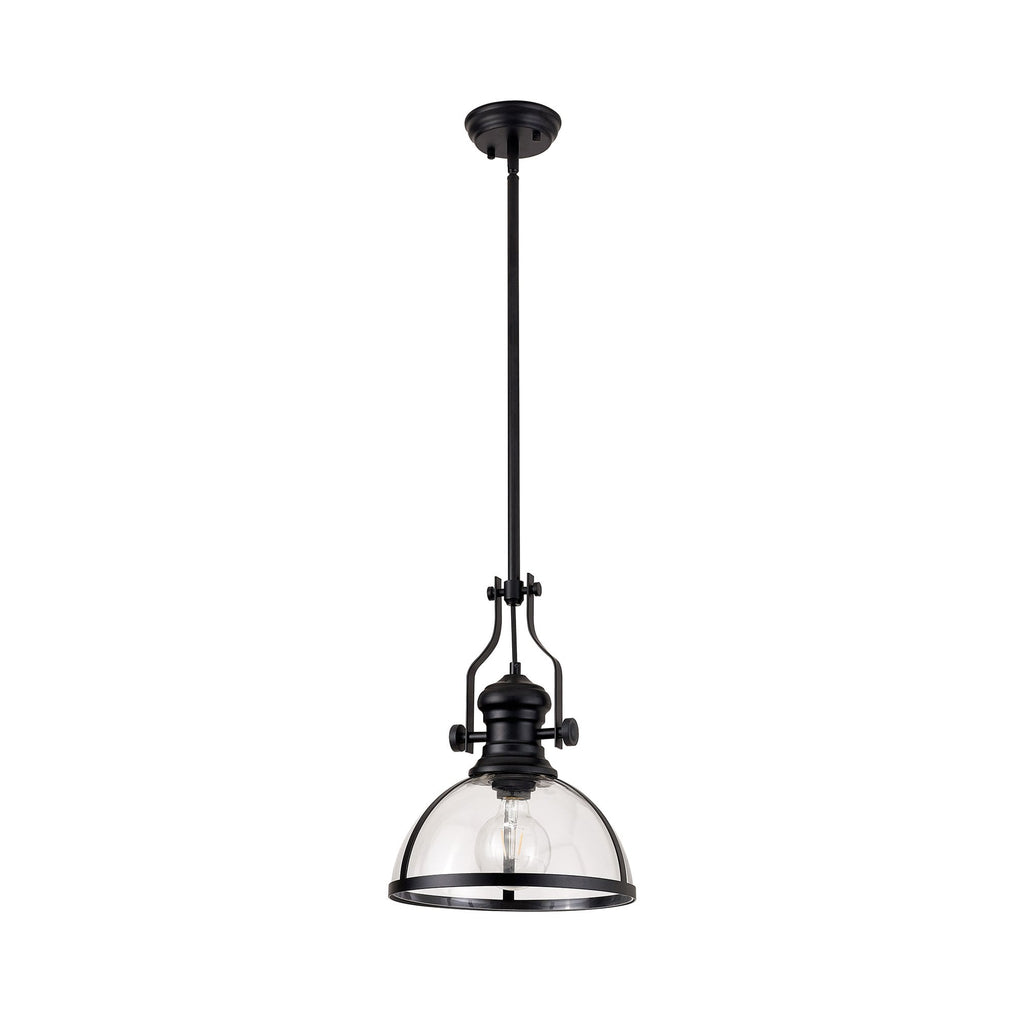 NL7262/BL9 Louis 1 Light Pendant Matt Black Clear