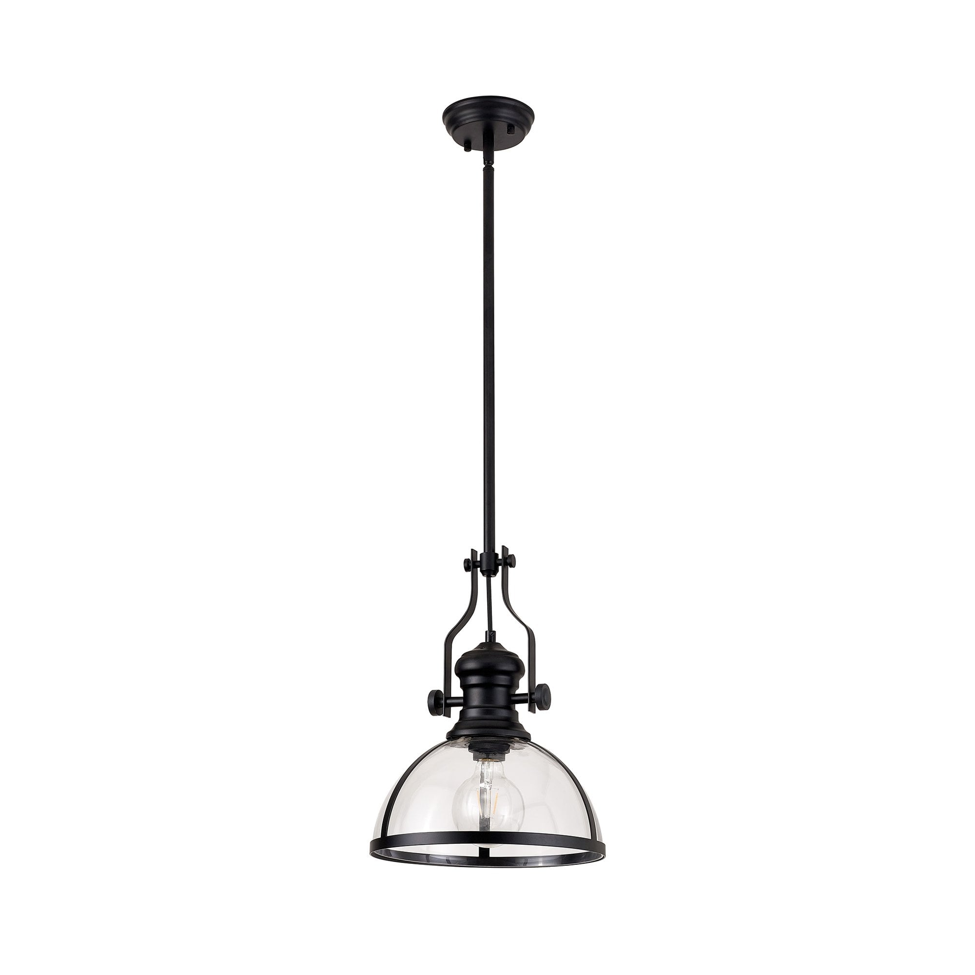 NL7262/BL9 Louis 1 Light Pendant Matt Black Clear