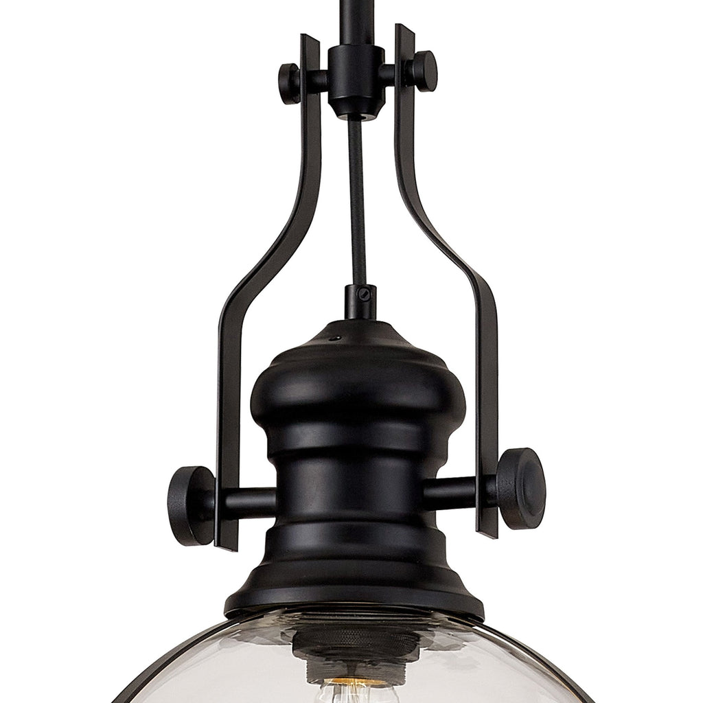 NL7262/BL9 Louis 1 Light Pendant Matt Black Clear